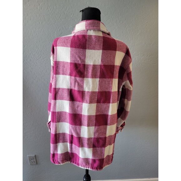 Member's Mark Button Front Plaid Shacket Size L Crimson Causal Fall/Winter - Picture 8 of 12
